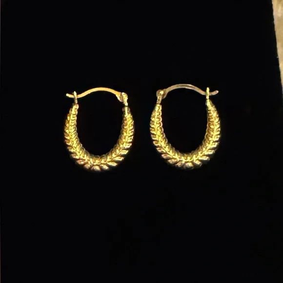 Dainty Elegant 10K Gold Hoop Earrings - Picture 3 of 3